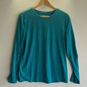 Athletic Works Teal Striped Long Sleeve Top